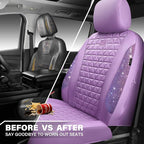 CAR PASS Light Purple Bling Diamond Leather Car Seat Covers Full Sets, Waterproof Shining Glitter Sparkly Crystal Universal A