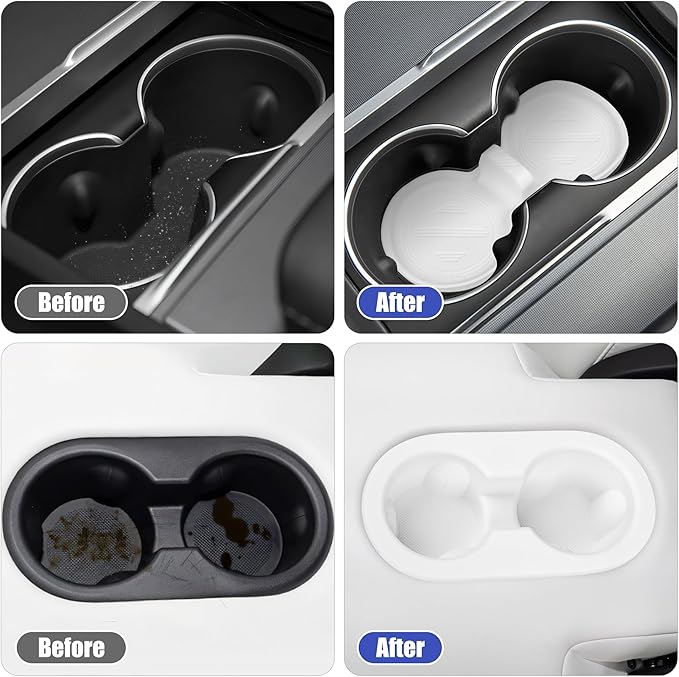 frani Cup Holder Set (2-Piece) Compatible with Tesla Model Y 2021-2026 & Juniper Refresh - Premium Silicone Inserts for Cente