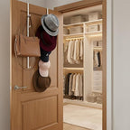 MyGift 2 Pcs Over The Door Hat Organizer, Door Hanger Hat Rack Display Storage, 5 Hooks Heavy Duty, for Coat, Scarf, Purse, W