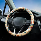 Rainbow Love&Peace Steering Wheel Cover Auto Jacquard Steering Wheel Protector, Anti-Slip, Breathable, Absorbing Sweat, Universal Car Accessories 14.5–15 inch,Fit for Most Car, Trucks, SUV