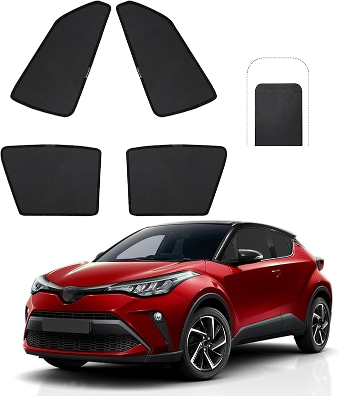 Front Side Half Window Shade Foldable Custom Fit for Toyota CHR CH-R 2018-2023 Car Window Shades for Side Window Sun Shade UV Protection Heat Insulation for Camping Sleeping 4PCS