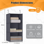 Hanging Closet Organizer and Storage 3-Shelf, Easy Mount Foldable Hanging Closet Wardrobe Storage Shelves, Clothes Handbag Sh