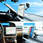 xik Universal Car Tablet Mount Holder - 2-in-1 [CD Slot + Suction Cup] Mount for Windshield, Dashboard, CD Player - Secure Stand for iPad & All Tablets 4.7" to 12.9"