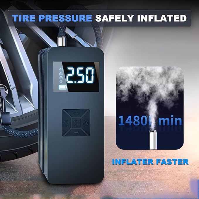 Jump Starter with Air Compressor,14.8V 8000A Peak Portable Car Battery Jump Starter Jump Box,150PSI Car Air Pump Tire