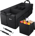 Sposuit Trunk Organizer with Insulated Leakproof Cooler Bag, 98L Collapsible Car Storage Large Trunk Organizer for Car SUV