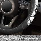 ZHOL Snake Skin Leather Steering Wheel Cover,Black and White Animal Fur Car Accessory Steering Wheel Cover,Universal 14.5-15i