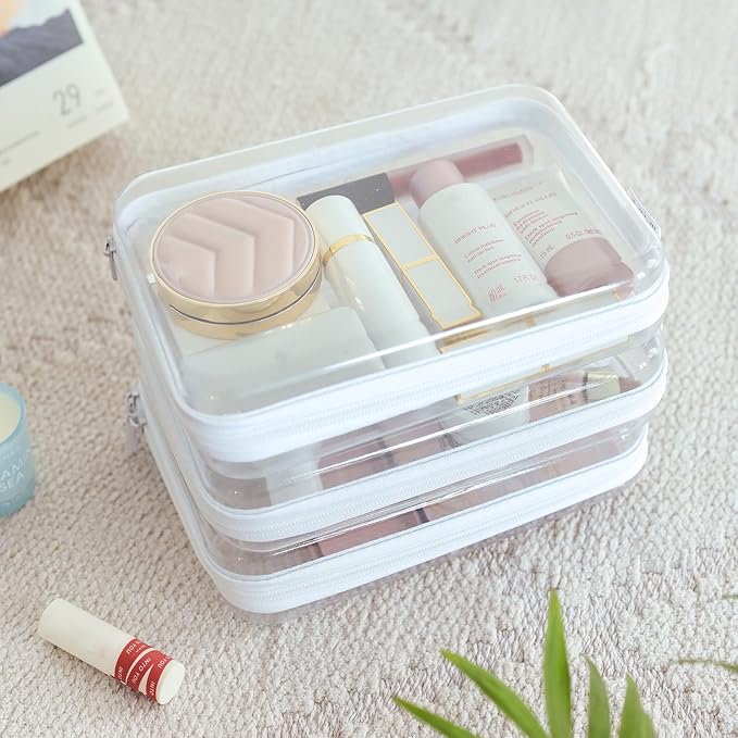 CoiiJoii 6PCS Clear Hard Shell Zipper Case,Portable Cosmetic Bag with Zipper,Kid's Toy Storage Organizer Bins,Hard Plastic Ca