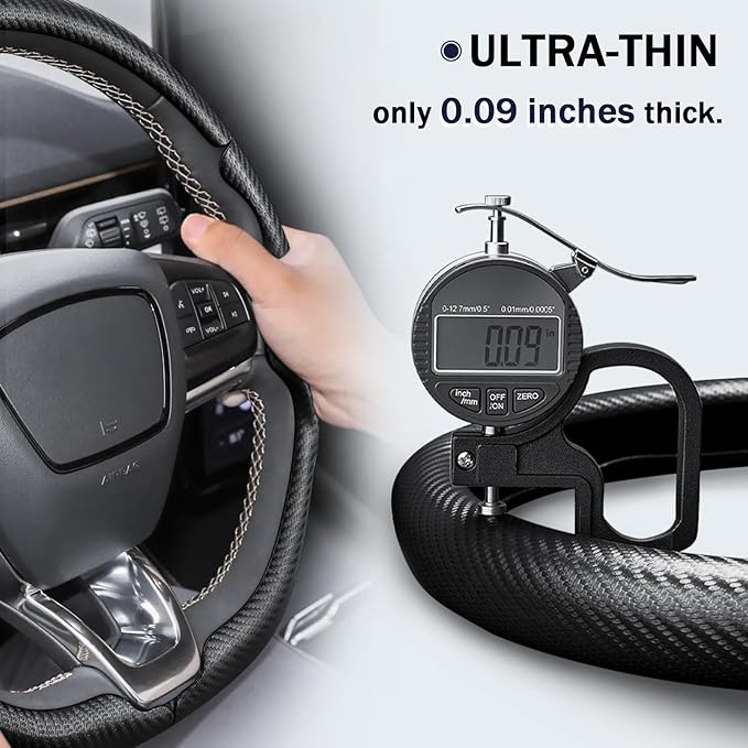 3-Piece Carbon Fiber Steering Wheel Cover for Ford Mustang Mach-E 2021-2026, Custom Fit Clip-On Quick Installation Ultra-Thin Interior Car Accessories for Men Women(Matte Black)