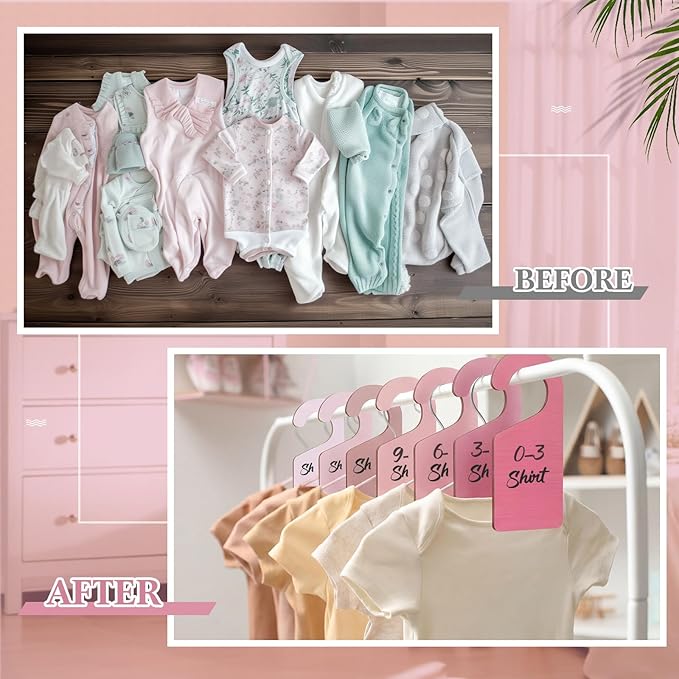 Patelai 14 Pcs Blank Wooden Clothing Rack Divider with Marker Pen Closet Blank Organizers Hanger Separators Hanging Closet Di