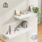 Dreamland 48" Floating Shelves for Wall, 12" Deep Thicker White Floating Shelves, Wall-Mounted Shelves for Bedroom, Living Ro