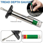 2 Pcs Dual Head Tire Pressure Gauge Heavy Duty Truck Tire Air Gauge 10-150PSI,10-120PSI with Tread Depth Gauge Pencil Tire