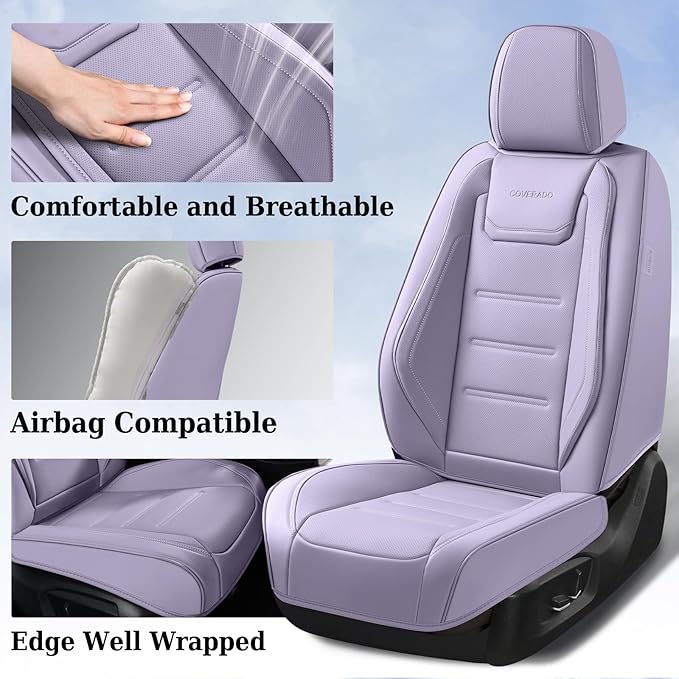 Coverado Car Seat Covers, Front Covers for Cars, Car Seat Cover Front Seats, Car Seat Protector Waterproof, Leather Car Seat 