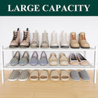 Smiry Long Bamboo Shoe Rack 2-Tier, Stackable Wooden Shoe Organizer for Entryway & Closet, Free Standing Wood Shoe Storage Sh