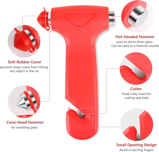 6 Pack Window Breaker Seatbelt Cutter, Escape Emergency Car Safety Hammer, Underwater Car Glass Breaker, Window Punch, Portab