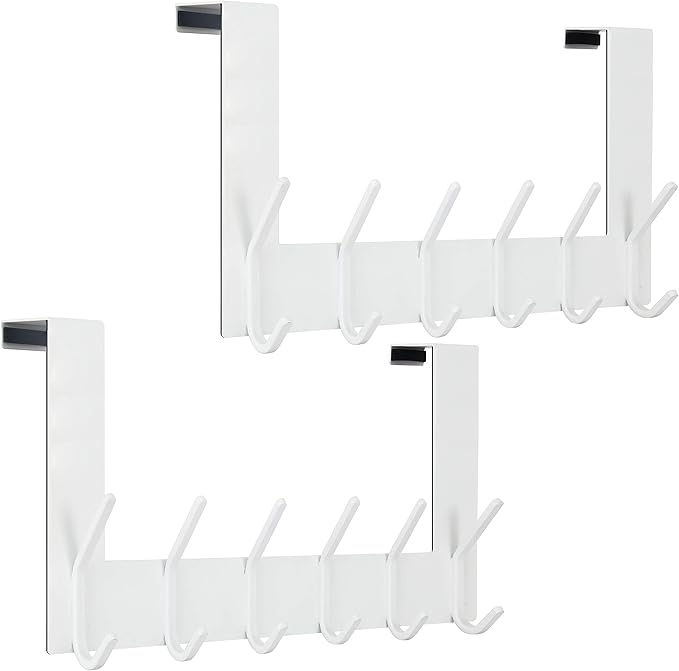 WEBI Over The Door Hook White,Over The Door Towel Rack,Door Hanger,Door Coat Towel Hanger,Door Coat Rack for Hanging Clothes,