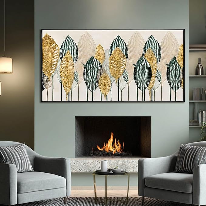 CHUDANHAO Vintage Wall Decor Gold Foil Wall Art Abstract Home Decorations Textured Artwork for Walls 24"x48" Pictures for Bed