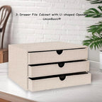 UnionBasic Document Organizer, 3-Drawer File Cabinet Document Storage Box, Office Desktop Filing Organizer, Beige