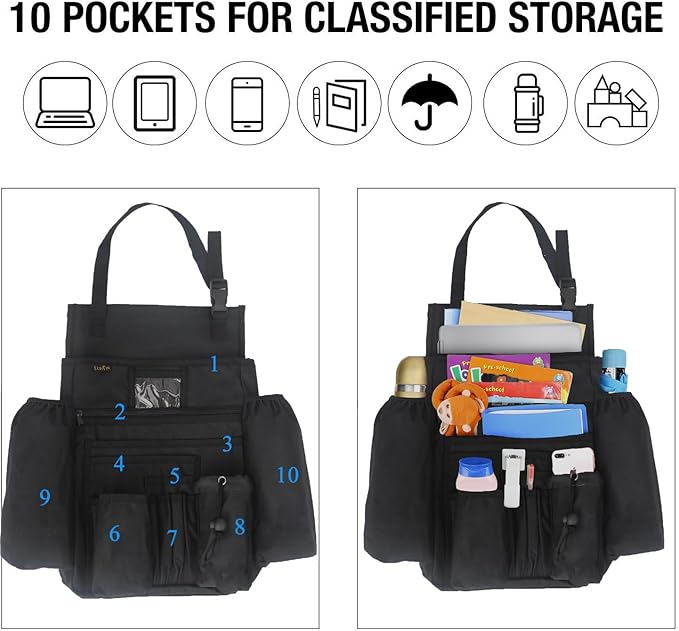 Car Front Seat Organizer - Car File Organizer, Passenger Seat Storage Bag Law Enforcement - Vehicle Storage with Dedicated Laptop Tablet Holder Cup Holder, Black