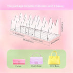 ANTOWIN 2 Pack Clear Purse Organizers for Closet, Adjustable Shelf Divider, Handbag Separators Storage Organizer, Shelf Divid