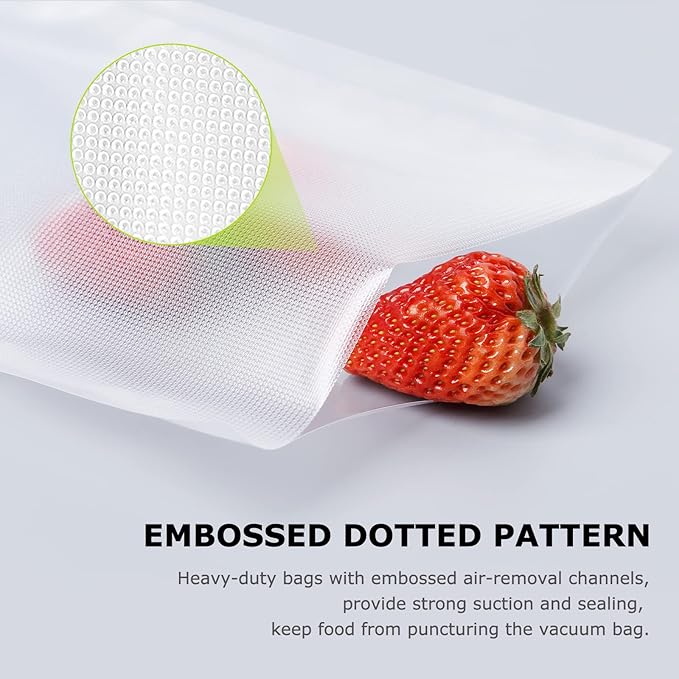 Bonsenkitchen Precut Vacuum Sealer Bags 200 Quart 8" x 12", BPA Free, Commercial Grade Textured Food Vacuum Sealer Bag, Thick