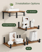 12 inch Deep Floating Shelves and Floating Shelves for Wall Bundle, Wall Mounted Shelves for Living Room, Bedroom, Study, Bat