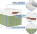 Temary Fabric Storage Bin 11x11 Cube Storage Bins for Home, 4 Pack Fabric Organizer Bins Cube Organizer Bins with Leather Han