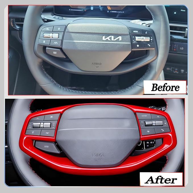 Steering Wheel Button Cover, for Kia K4 2024 2025 2026,Steering Wheel Button Panel Protection Frame Molding Trim - Wine Red(for LXS, EX，LX Model)