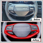 Steering Wheel Button Cover, for Kia K4 2024 2025 2026,Steering Wheel Button Panel Protection Frame Molding Trim - Wine Red(for LXS, EX，LX Model)