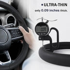 3-Piece Leather Steering Wheel Cover, Custom Fit for Jeep Wrangler 2018-2026 Gladiator 2020-2026,Quick Install Ultra-Thin & Non-Slip,Interior Car Accessories for Men Women(Black Hole)