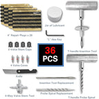 CKAuto Universal Tire Repair Kit, Heavy Duty Car Emergency Tool Kit for Flat Tire Puncture Repair, 36 Pcs Value Pack, Tire Pl