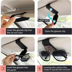 Sunglasses Holder for Car Visor, PU Leather Glasses Clip Organizer, Cute Magnetic Eyeglass Holder for Vehicle Sun Visor, Car Interior Accessory for Women & Men Brown Leopard Spots