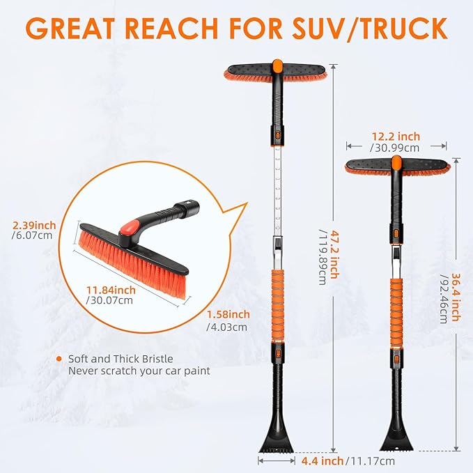 AstroAI 47.2" Ice Scrapers & Ski Mask Balaclava for Cold Weather Black
