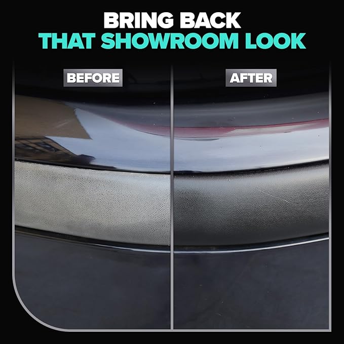 Carfidant Plastic Restorer for Cars – Refreshes Faded Plastic, Vinyl & Rubber Trim with Polish for Deep Shine – Protects Agai