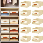 Homsorout Drawer Organizers and Storage - 10 Pack Foldable Pants Organizer with Clear Window & Handles, Fabric Closet Organiz