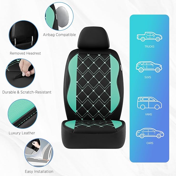 Road Comforts Seat Covers, Premium Leather Car Seat Covers Front Seat for Women Girls,Airbag Compatible, Automotive Seat Cove