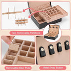 Gifturbo Jewelry Boxes for Women, Black 2-Layer Jewelry Organizer Box with Removable Tray, PU Leather Jewelry Storage Girls, 
