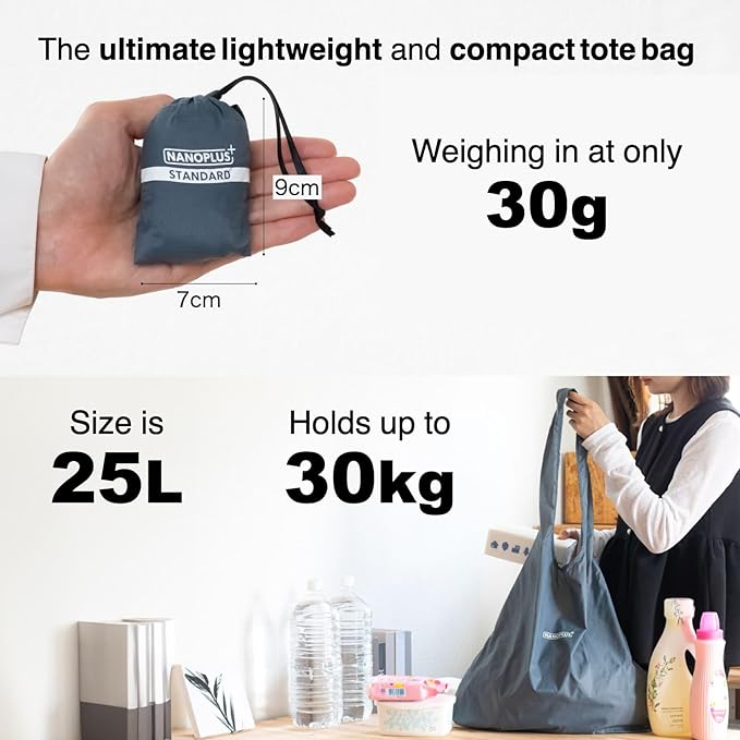 Compact Reusable Grocery Tote Bag – Lightweight, Foldable & Packable Shopping Bag for Travel