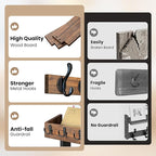 29'' Rustic Coat Rack Wall Mount with Shelf, Solid Wood Coat and Key Hanger with 11 Metal Hooks, Farmhouse Wall Organizer for
