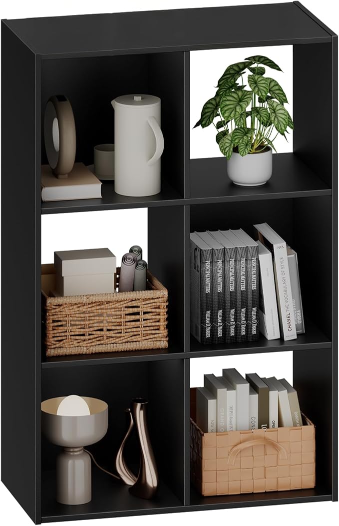Sweetcrispy 6 Cube Storage Organizer - Open Cube Bookshelf with 3 Removable Back Panels, Display Storage Bookcase for Living 