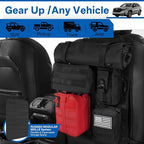 Tactical Car Seat Back Truck Organizer With Detachable MOLLE Pouches Universal for SUV Vehicle Nylon Storage Panel Seat Organizer for Overlanding, Camping & Emergency Gear(6 Pack Black)