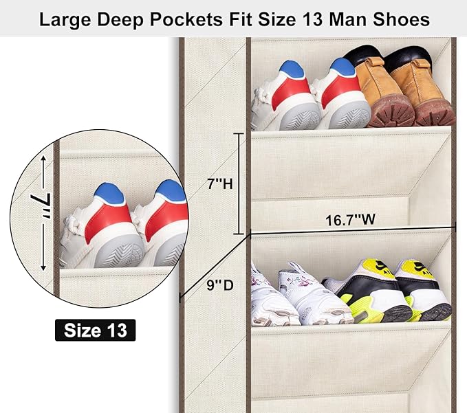 SLEEPING LAMB Shoe Rack for Door, Kids Door Shoe Organizer for Closet hanger, Narrow Hanging Sneaker Storage with Large Deep 