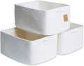 NaturalCozy Storage Baskets 16.8”x13”x7.6” Cotton Rope Woven Baskets for Organizing 3-Pack | Toy Storage Bins | Basket for Sh