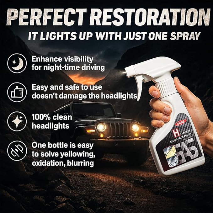 Ogas Headlight Restoration Polish, Car Headlight Restoration Kit for All Vehicles That Restores Clarity, Removes Yellowing & 