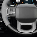 MEWANT Matte PU Carbon Fiber Grey Embossed Faux Leather Steering Wheel Wrap for Ford F150 Lightning F350 2024 Expedition