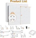 Peg Board, 110pcs Metal Pegboard Kit, Includes 4 Pack White Peg Board Panels with Accessories and Hook Locks, Large Heavy Dut