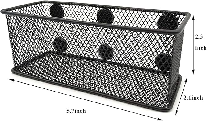 EASEPRES Magnetic Pencil Holder Set of 3 - Black Wire Mesh Storage Baskets Organizer with Strong Magnets - Perfect for Whiteb