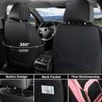Coverado Seat Covers, Car Seat Covers Front Seats, Nappa Leather Seat Covers for Cars, Waterproof Car Seat Protector with Lum