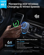 Anker Prime MagSafe Car Mount Charger, Qi2 25W Certified Wireless Car Charger with TEC Cooling, Strong Magnets, Air Vent Mount for iPhone 17-12 Series (Check Vent Compatibility, Includes 60W Adapter)