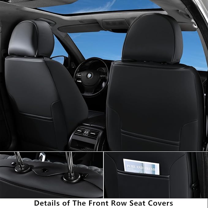 Coverado Seat Covers, Car Seat Covers Front Seats, Black Seat Cover, Waterproof Car Seat Cushion, Front Car Seat Covers Leath