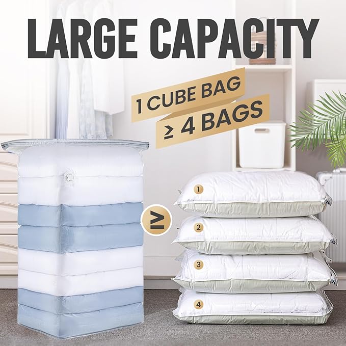 TAILI 10 Pack Vacuum Storage Bags, Jumbo Cube Space Saver Bags (31x40x15 Inch), Extra Large Vacuum Seale Bags for Comforters 